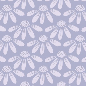 Block Print Daisy Floral in Dusty Periwinkle Blue