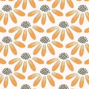 Block Print Daisy Floral in Golden Yellow
