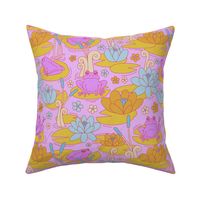Playful Frog Pond in Pastel Dreams | Medium Scale - 12" repeat