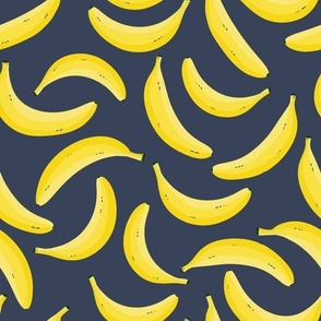 Medium scale bananas yellow and indigo navy blue