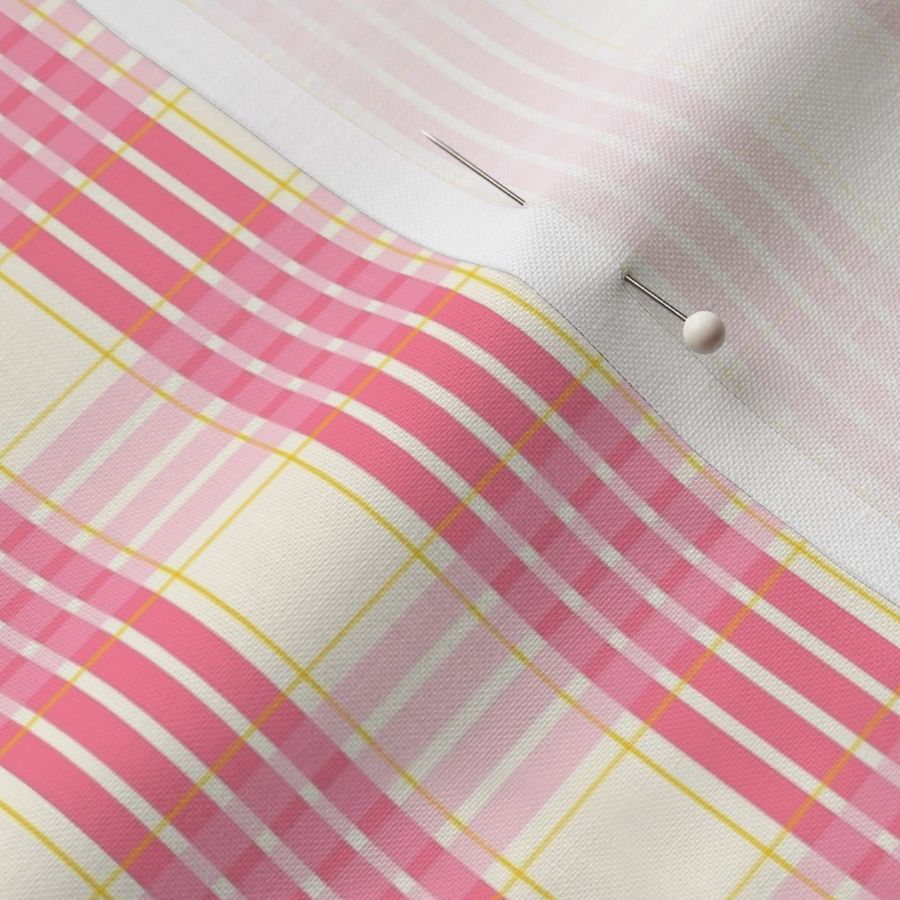 Girly Plaid -Pink Yellow and Creamy White Plaid - Spring Plaid