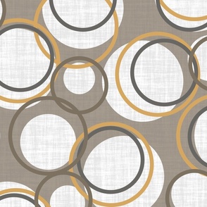 Modern Gold Grey Dark Brown and White Circles on a Brown Background 