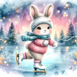 The little bunny girl skates on the ice! winter