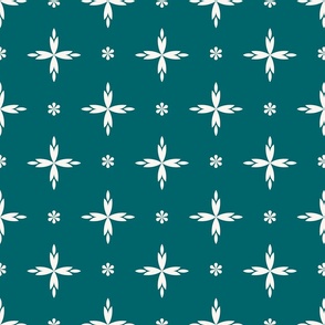 Medium - Persian art- Geometric four leaf flower - Green