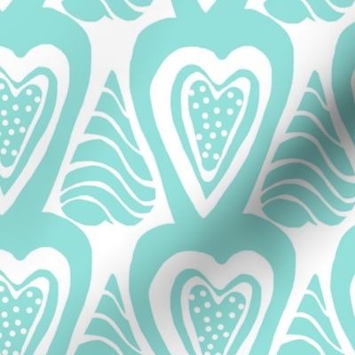 Teal and white  Hearts in Rows and Columns 