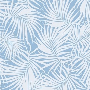 Powder Blue Palm Fronds - Tropical Leaves Pattern 