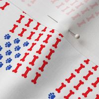 Fourth of July dog themed flag with paw prints  and bones