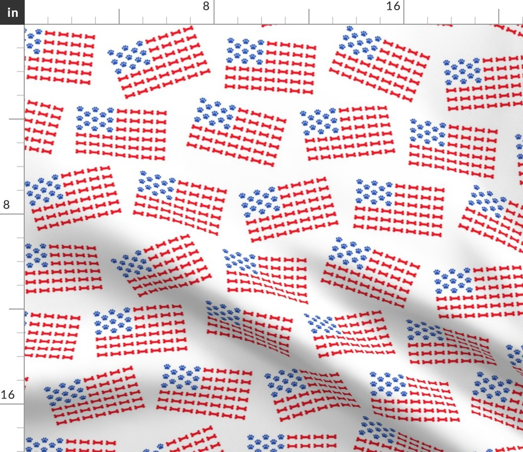 Fourth of July dog themed flag with paw prints  and bones