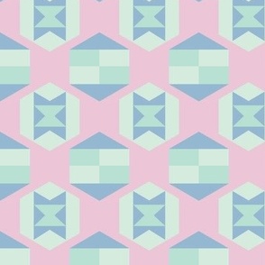 Hex 10 3 Inch ~ pastel, pink, light blue, blue, green, seafoam green, mint green, hexagon, geometric, bedroom wallpaper, bathroom wallpaper, kitchen wallpaper ~ apparel