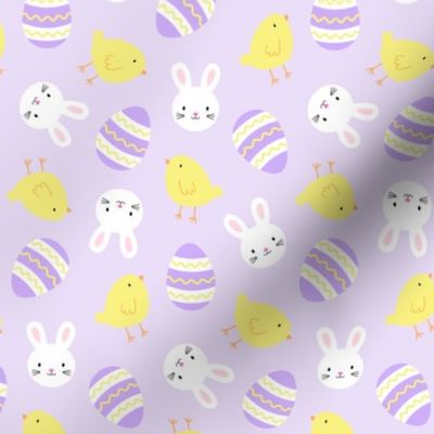 Lavender Easter Bunnies, Chicks, and Eggs
