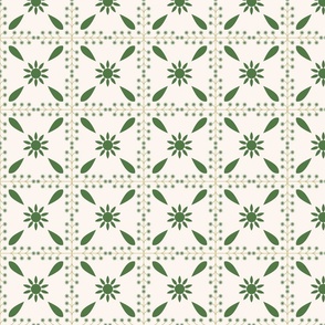 Small - Persian art-geometric Green and  beige