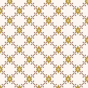 Small-Persian art-grid and drops in gold and brown