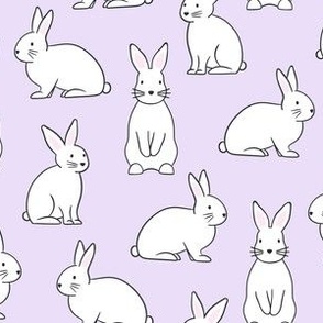 White bunnies on lavender