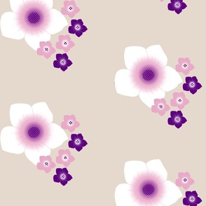 Flowers white pink and purple
