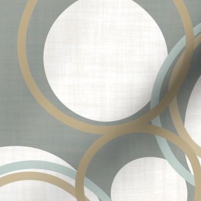 Modern Brown Gold Green and White Circles on a Medium Grey Background 