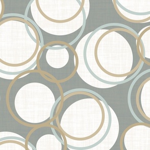Modern Brown Gold Green and White Circles on a Medium Grey Background 