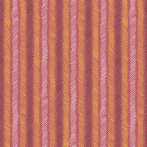533 - wonky organic zigzag pohutukawa stripe in pinky coral_ yellow_ brown and off white coordinate boys apparel_ kids decor_ wallpaper_ nursery accessories