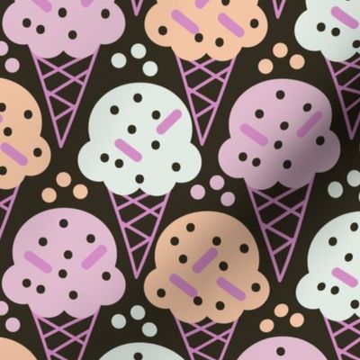 Ice cream with sprinkles design on brown background - large