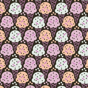 Ice cream with sprinkles design on brown background - large