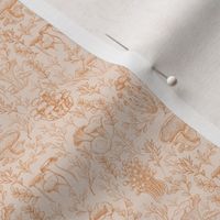 SMALL Botanical Mushroom Wallpaper Ochre Cottagecore Forest design 4in