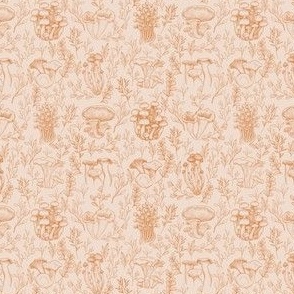 SMALL Botanical Mushroom Wallpaper Ochre Cottagecore Forest design 4in