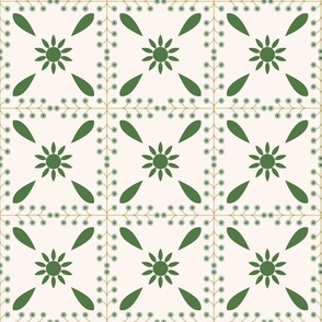 Medium - Persian art-geometric Green and  beige