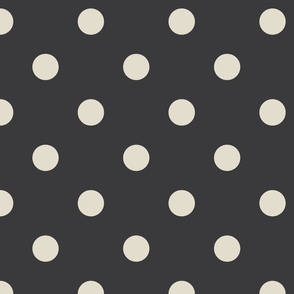 (L) Cream Polka Dots on Dark Gray