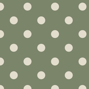 (L) Cream Polka Dots on Sage Green