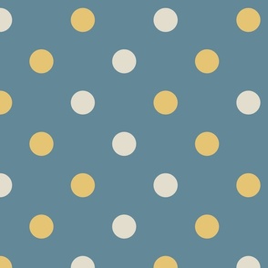 LG Gold & Cream Polka Dots on Blue