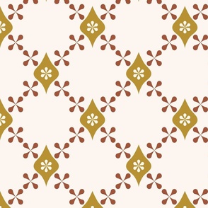 Large-Persian art-grid and drops in gold and brown
