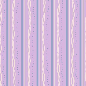 LARGE: Blue Straight white wiggly and Curved Lines in Dots & Chains on pink