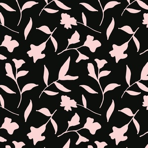 Black and Pink Flying Floral Large Scale