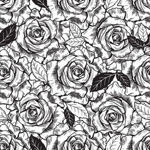 Vintage Roses - black and white