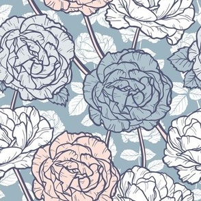 Roses - Muted Blue