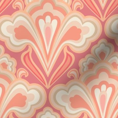 Large Scale // Classic Decorative Swirls in Warm Peach Pinks