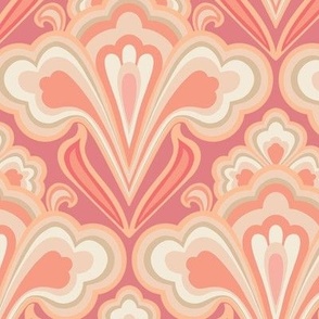 Larger Scale // Classic Decorative Swirls in Warm Peach Pinks