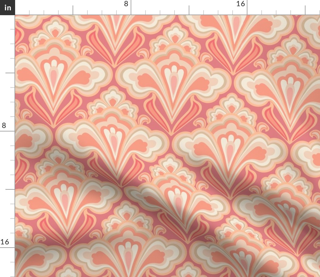 Large Scale // Classic Decorative Swirls in Warm Peach Pinks