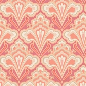 Medium Scale // Classic Decorative Swirls in Warm Peach Pinks
