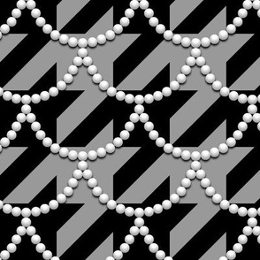 Houndstooth With Scalloped White Pearls