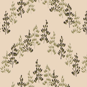 Flower tree hills –  black ,  sage green and beige        // Big scale