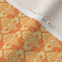 Smaller Scale // Classic Decorative Swirls in Tangerine Orange and Saffron Yellow