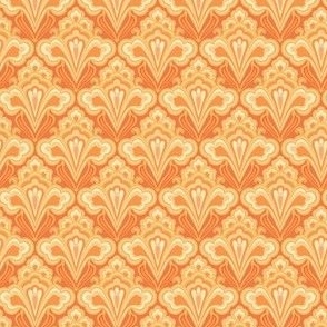Smaller Scale // Classic Decorative Swirls in Tangerine Orange and Saffron Yellow
