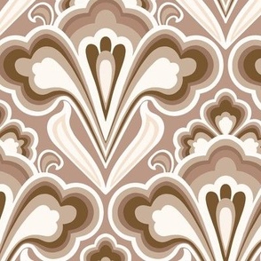 Large Scale // Classic Decorative Swirls in Neutral Browns - Taupe, Mocha and Cream