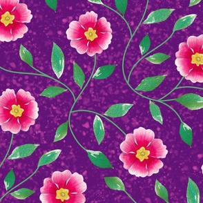 XL-Pink Floral Vines on Purple