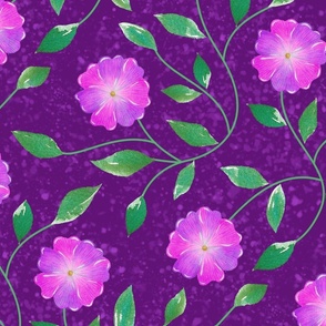 XL-Purple Floral Vines on Purple