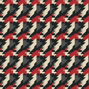 Electrifying Rhythm - Abstract Houndstooth with Red Accents