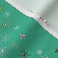 Festive Snow Flakes on Teal