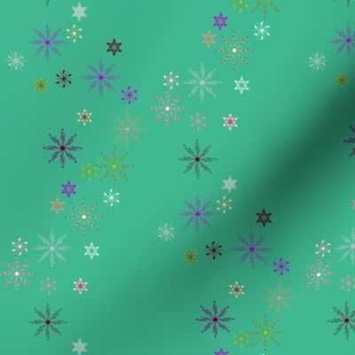 Festive Snow Flakes on Teal