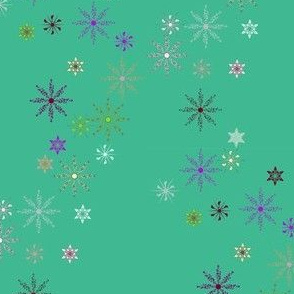 Festive Snow Flakes on Teal