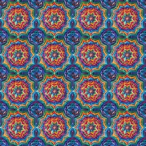 Mandala Mirage - Multicolored Abstract Art Fabric Design